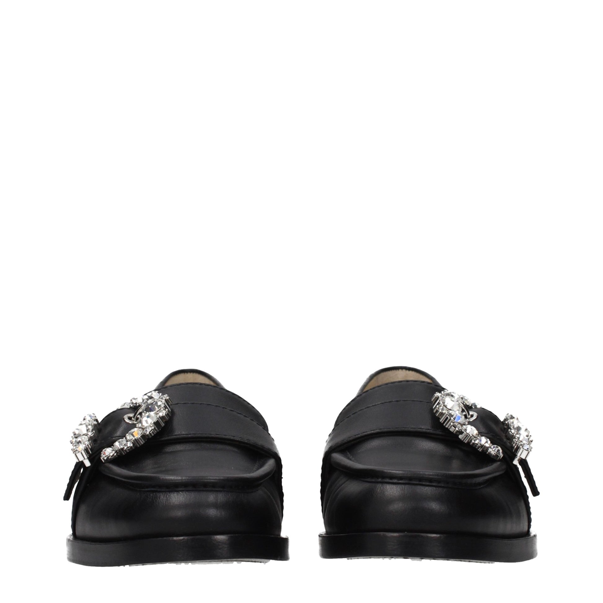 Jimmy Choo Black Leather Slip-On Loafers