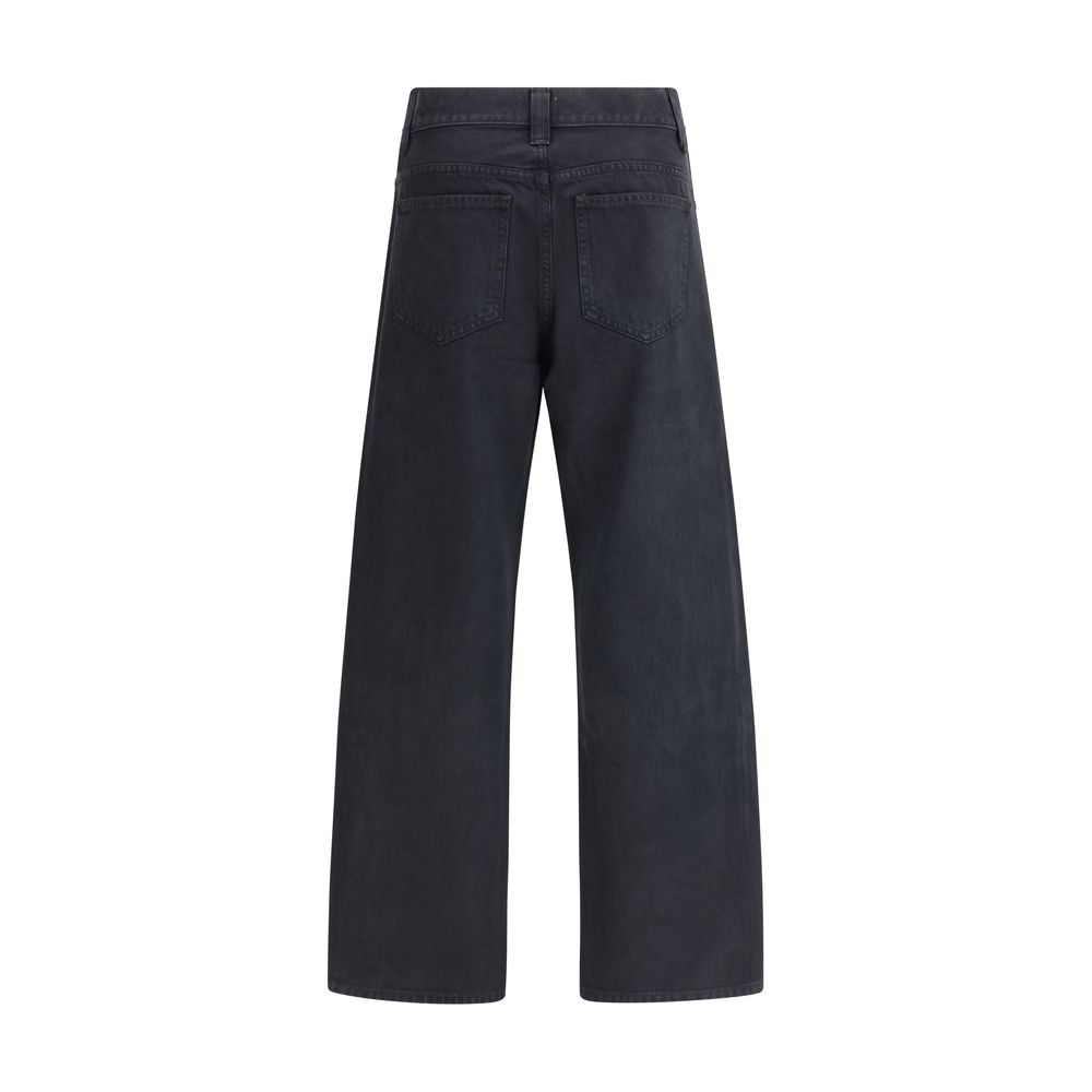 Khaite Black Cotton Straight-Leg Jeans