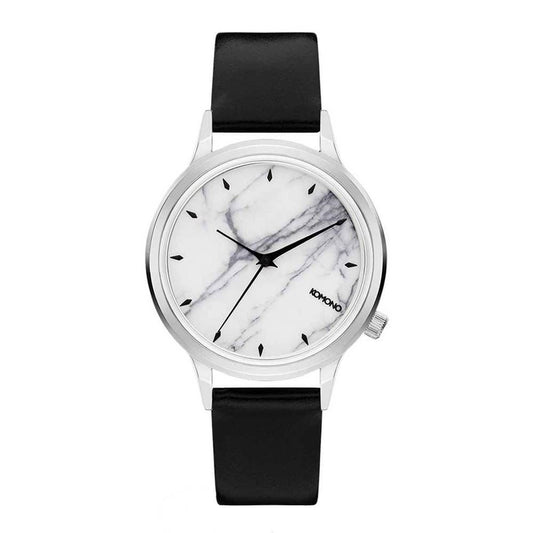 Komono Black Leather Dress Watch