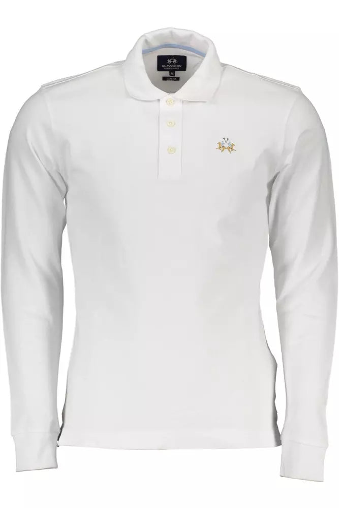 La Martina White Cotton Men Polo Shirt