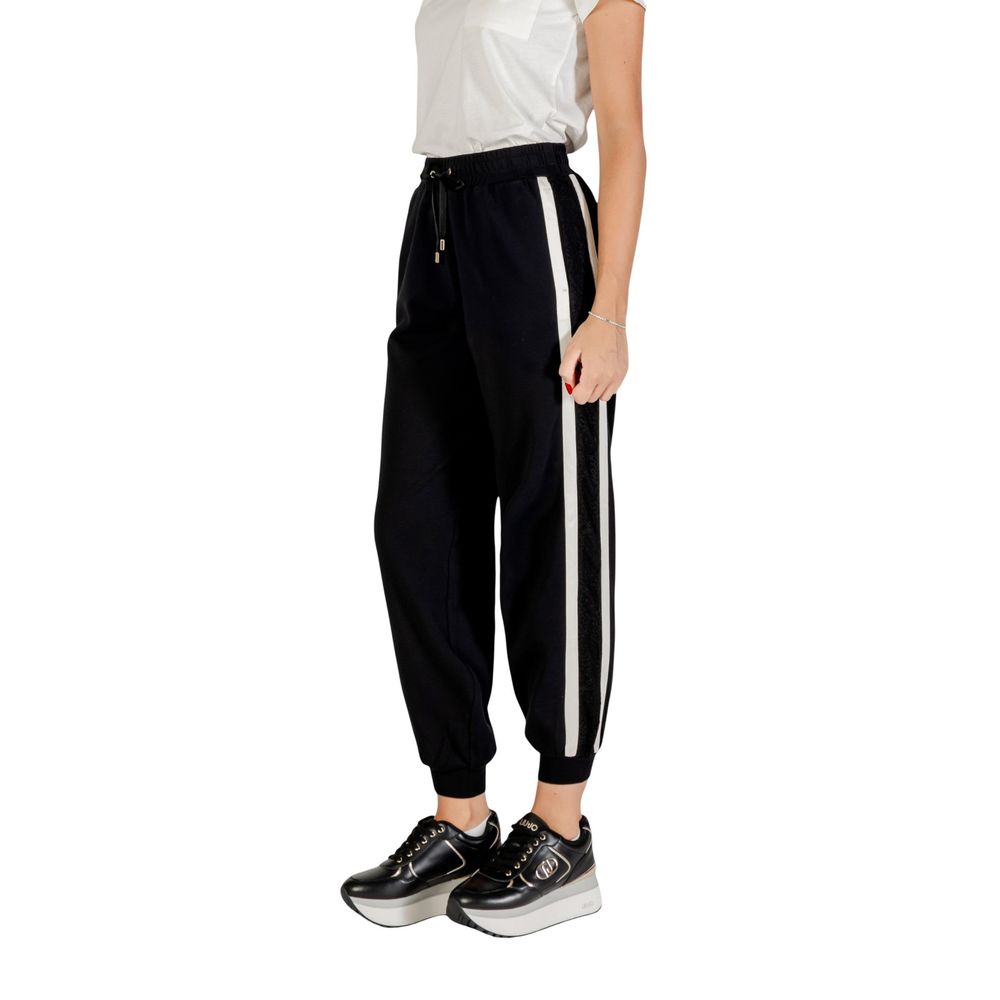 Liu Jo Black And White Cotton Joggers Workout Pants