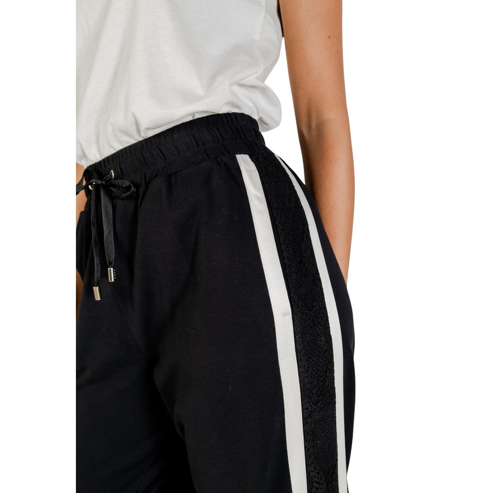 Liu Jo Black And White Cotton Joggers Workout Pants