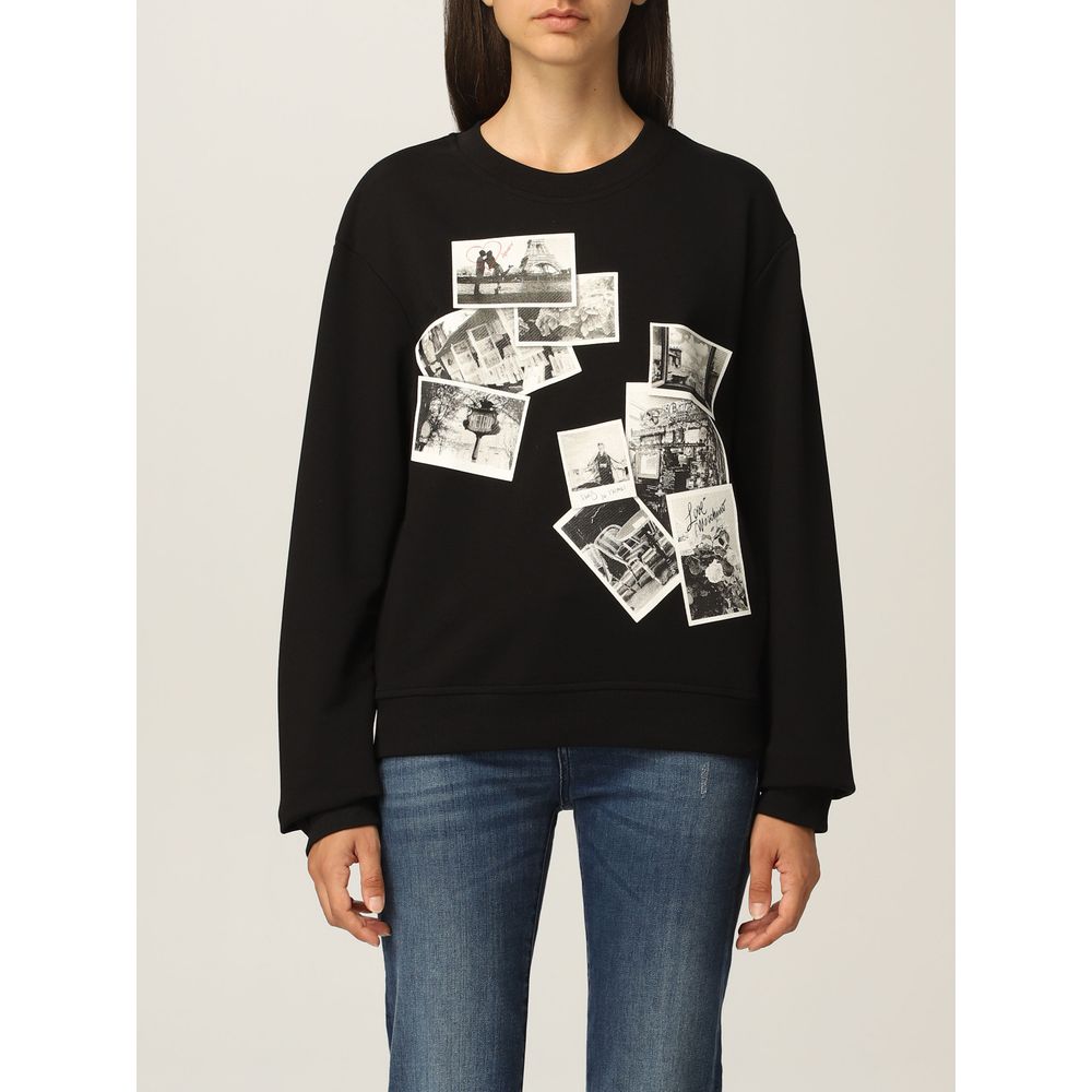 Love Moschino Chic Black Sweatshirt with Designer Emblem