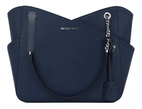 MK Jet Set Large Saffiano Tote Navy