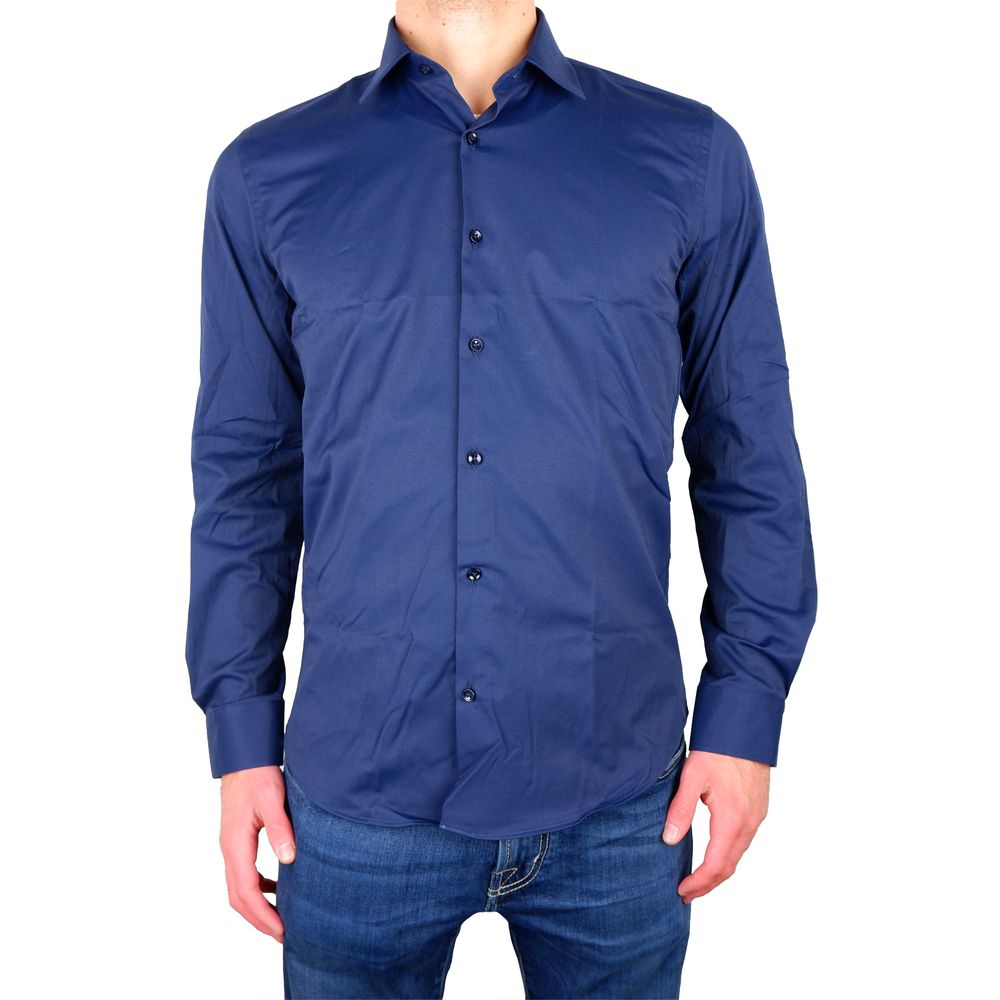 Made in Italy Elegant Milano Blue Satin Cotton Shirt