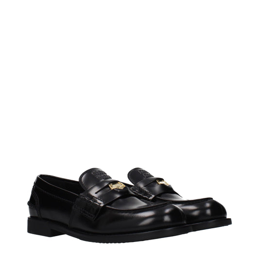 Miu Miu Black Leather Slip-On Loafers