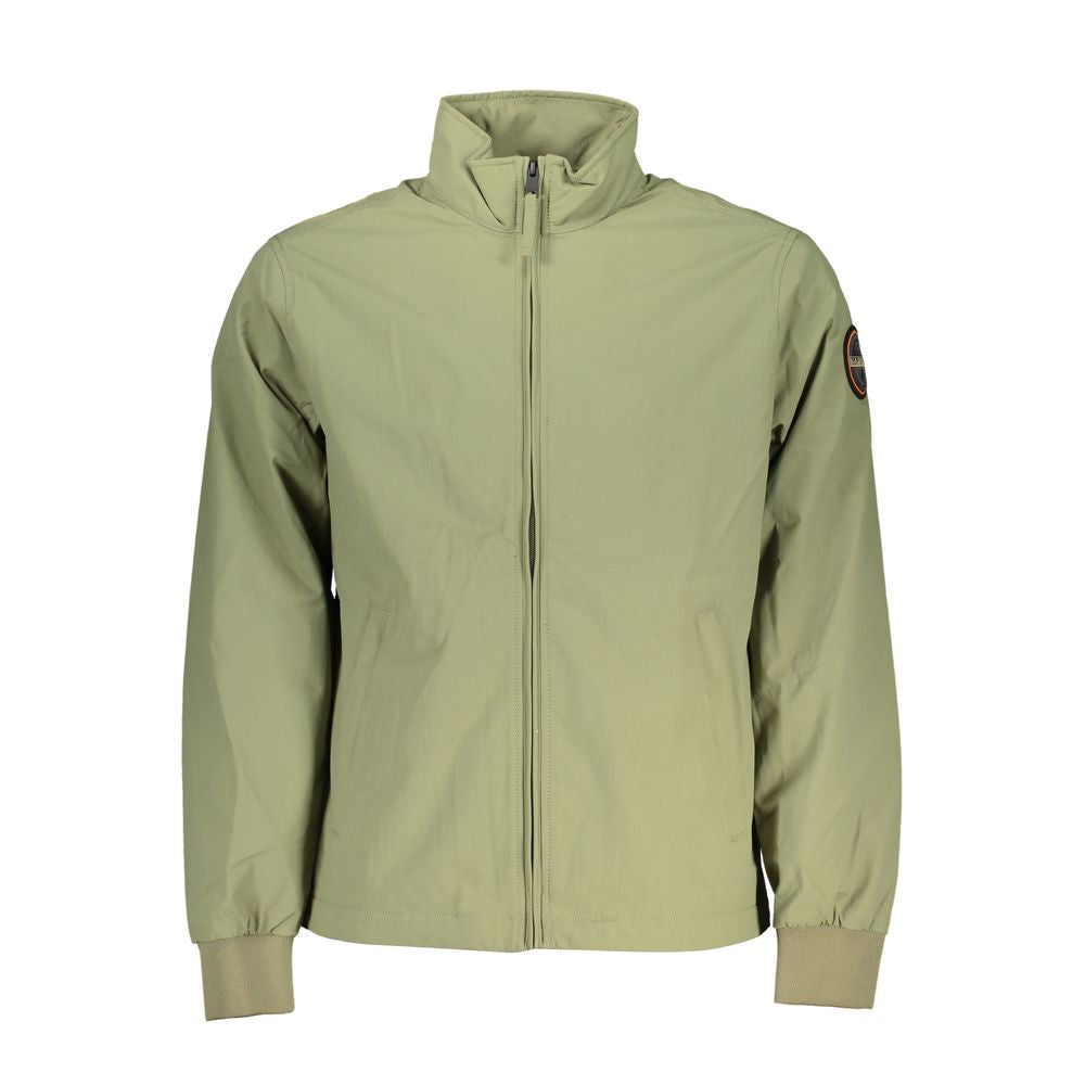 Napapijri Chic Waterproof Green Jacket with Contrast Accents