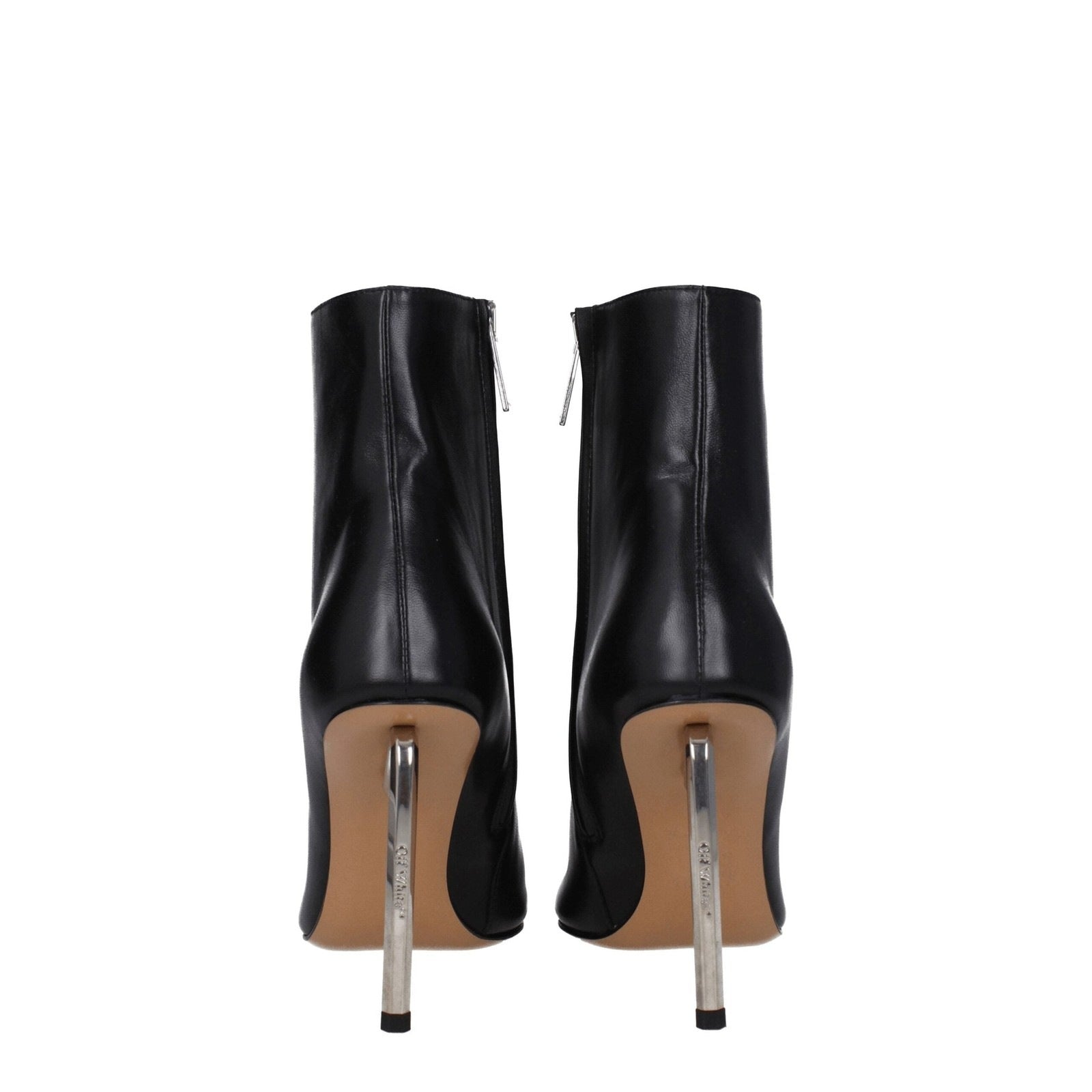 Off-White Black Leather Ankle Boots