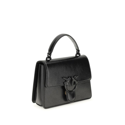 PINKO Black Calf Leather Bos Taurus Shoulder Bag