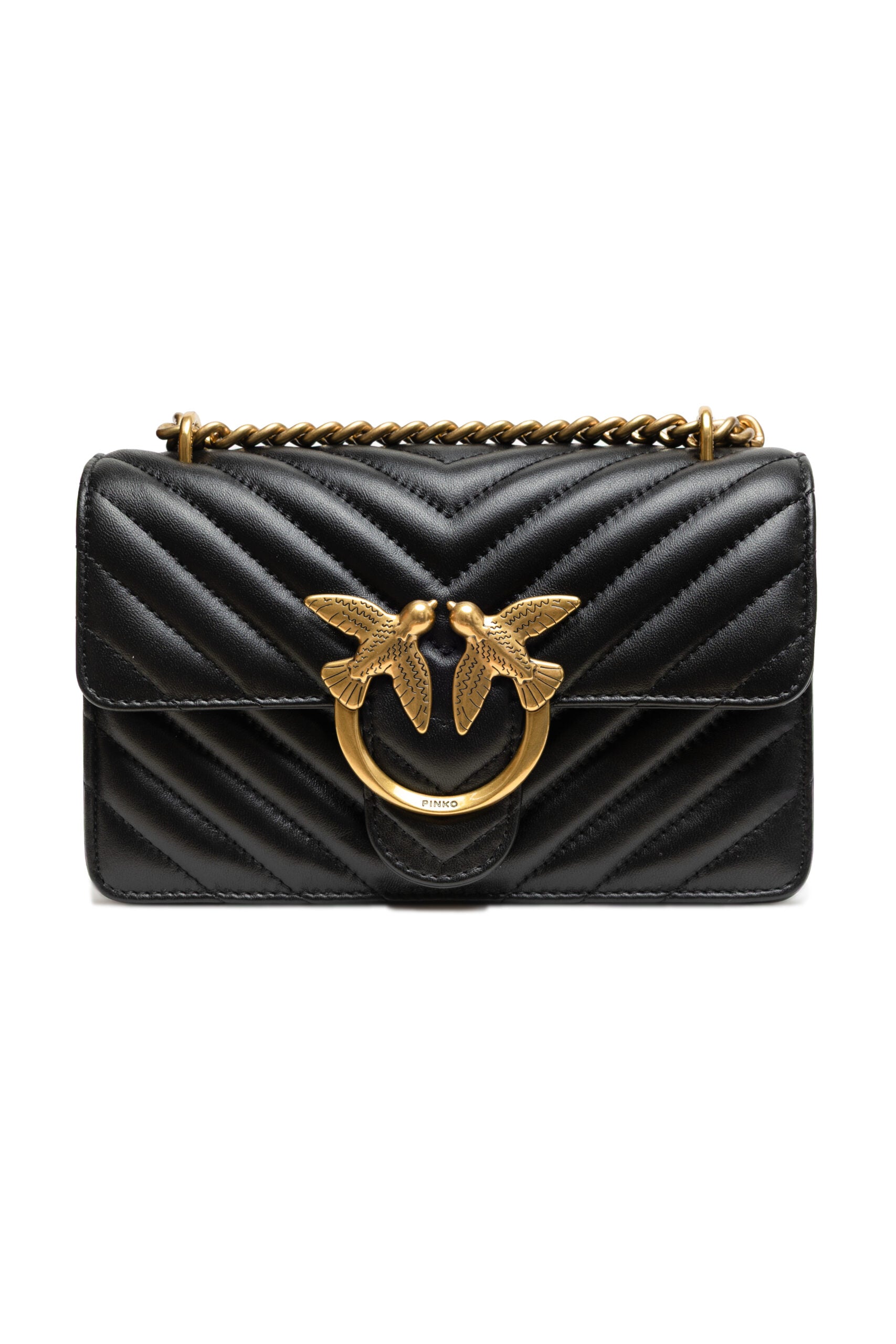 PINKO Black Mini Love Bag One Chevron
