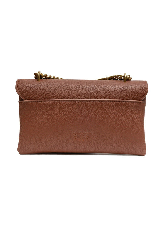PINKO Brown Leather Love Small Shoulder Bag