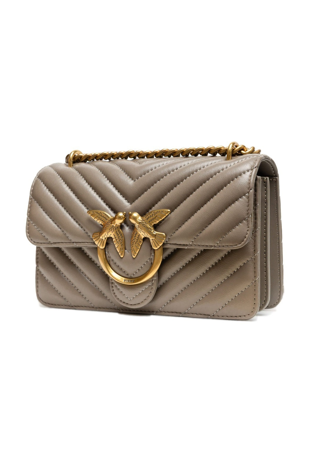 PINKO Grey Mini Love Bag One Chevron