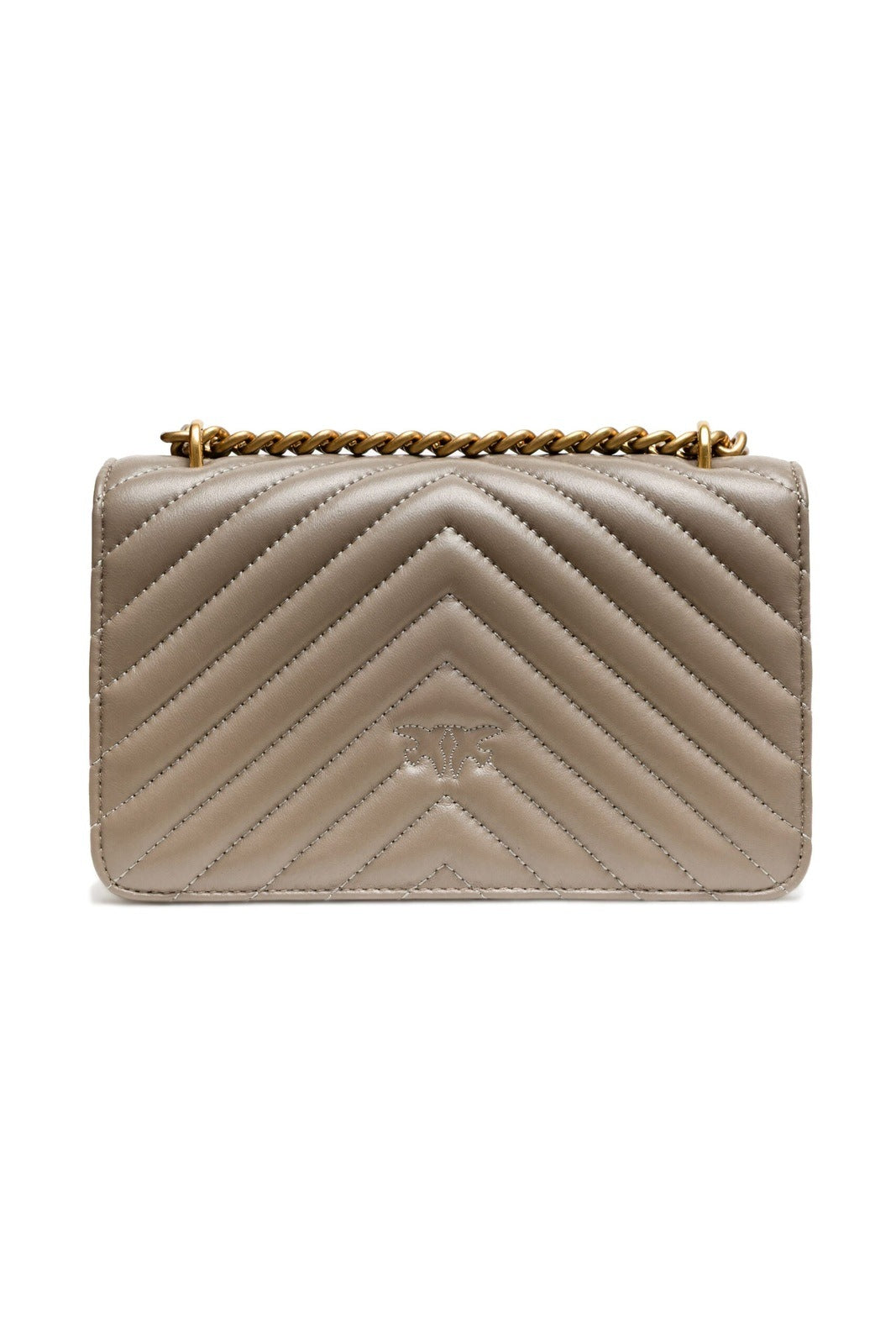 PINKO Grey Mini Love Bag One Chevron