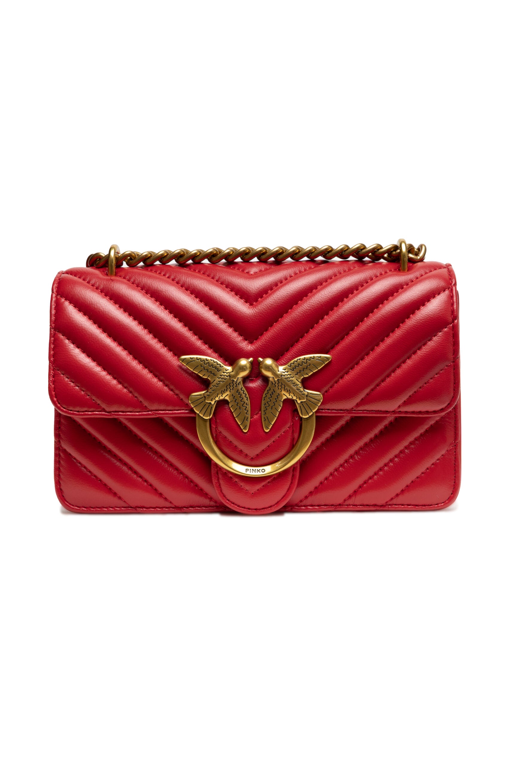 PINKO Red Mini Love Bag One Chevron