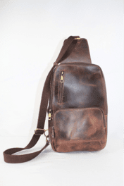 Vintage Handmade Chocolate Leather Messenger Bag