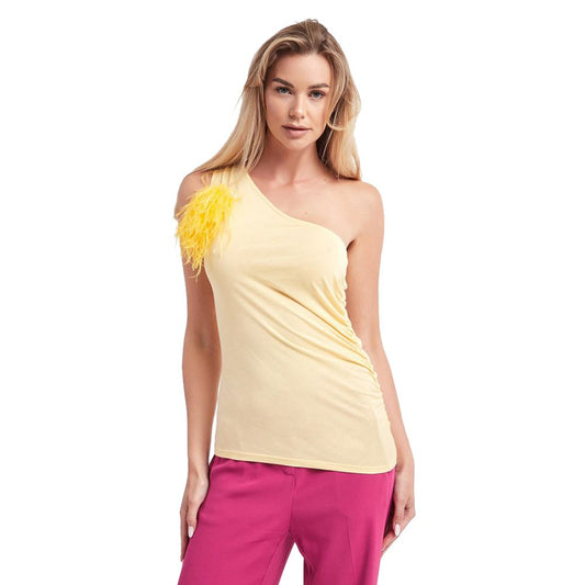 Patrizia Pepe Sunny Feather-Adorned Cotton Top