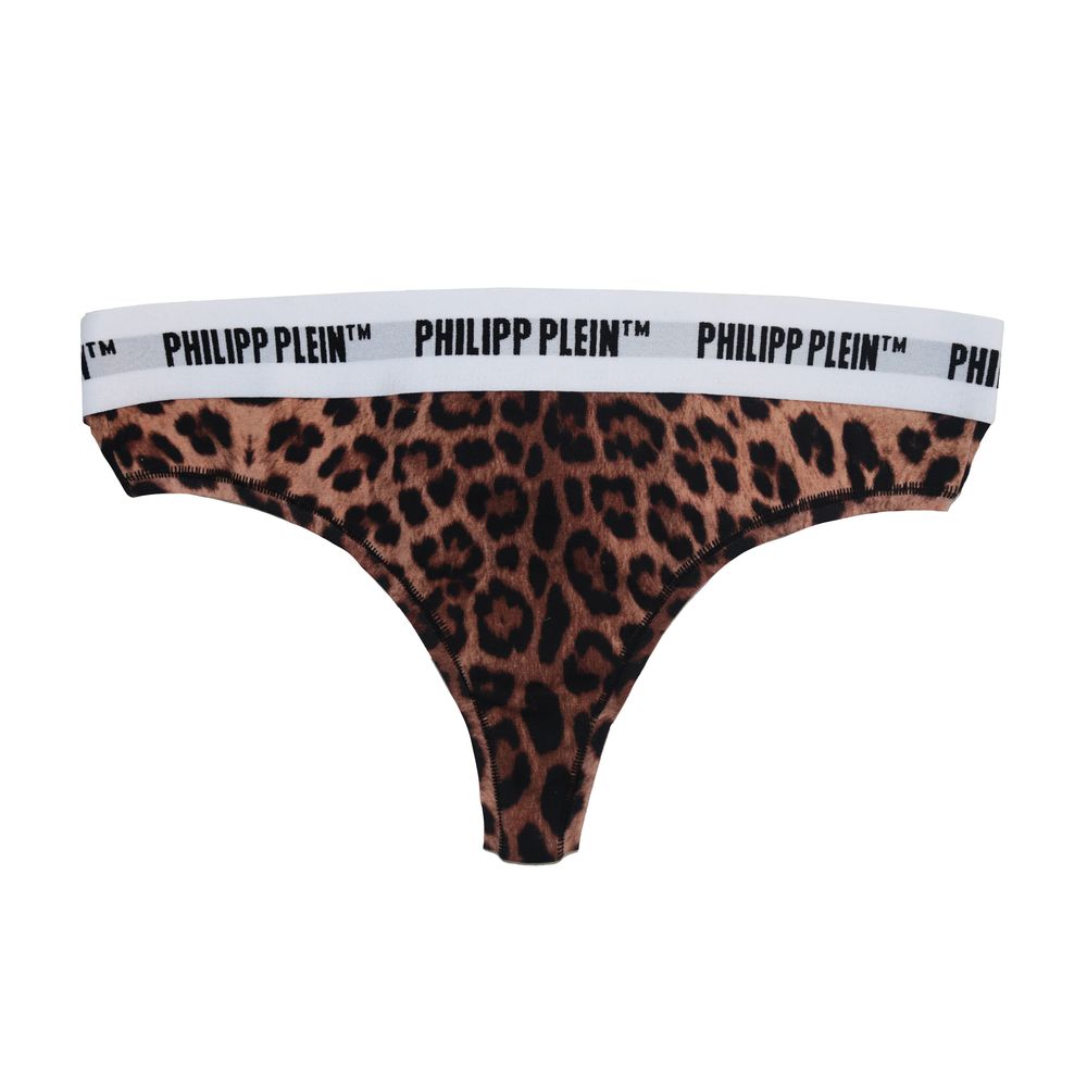 Philipp Plein Brown Cotton Women Thong