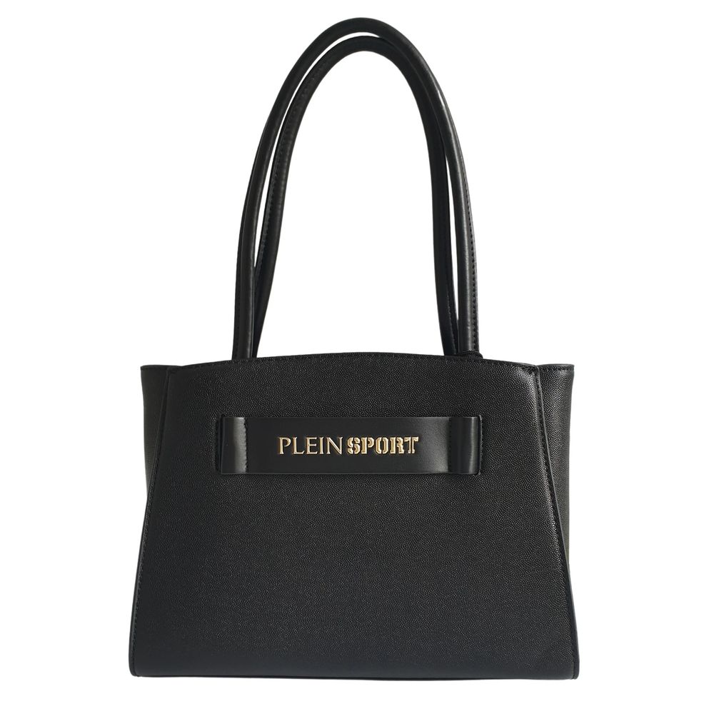 Plein Sport Sleek Black Three-Compartment Tote Bag