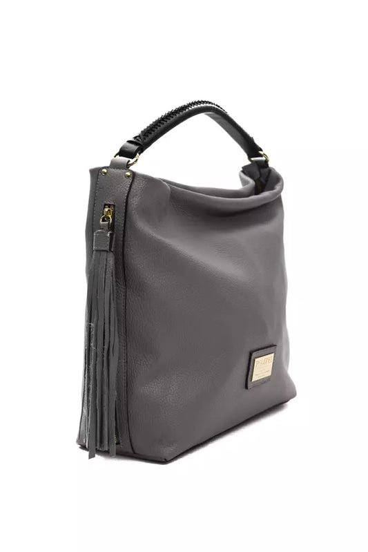 Pompei Donatella Gray Leather Women Shoulder Bag