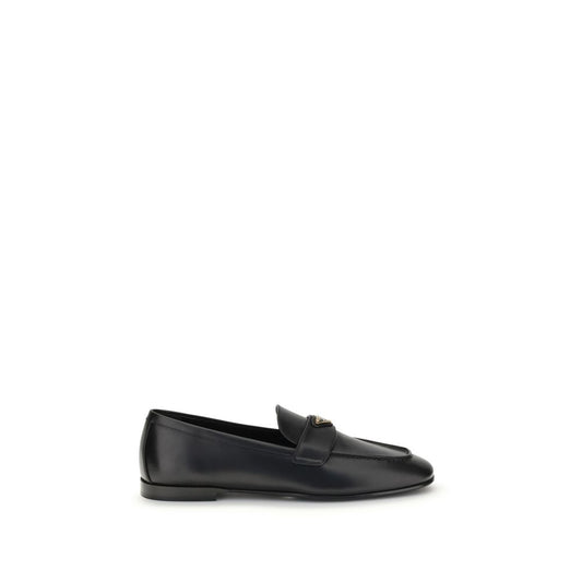 Prada Black Calf Leather Bos Taurus Slip-On Loafers