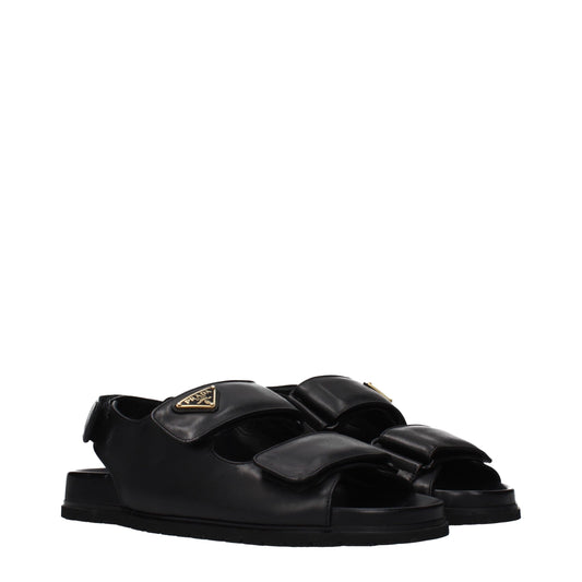 Prada Black Leather Sandals