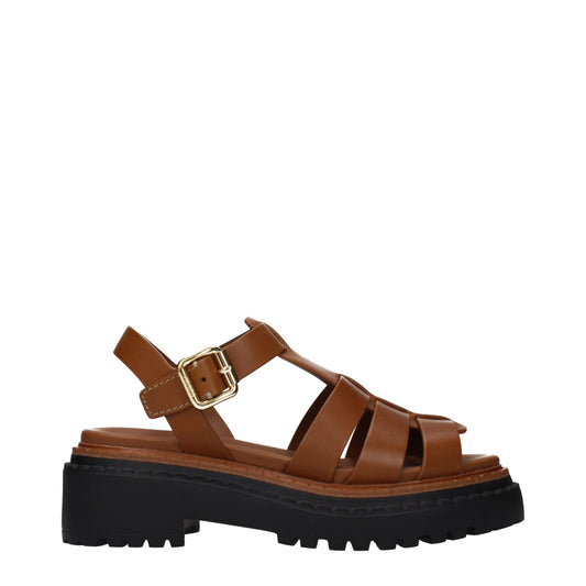 Prada Brown Leather Platform Sandals