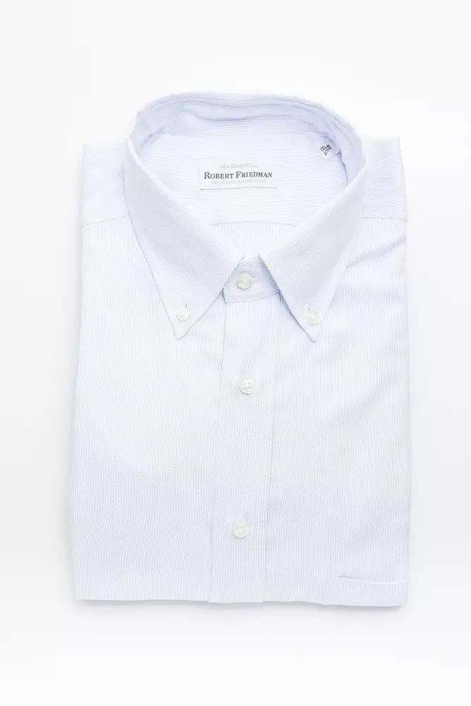 Robert Friedman Light Blue Cotton Men Shirt