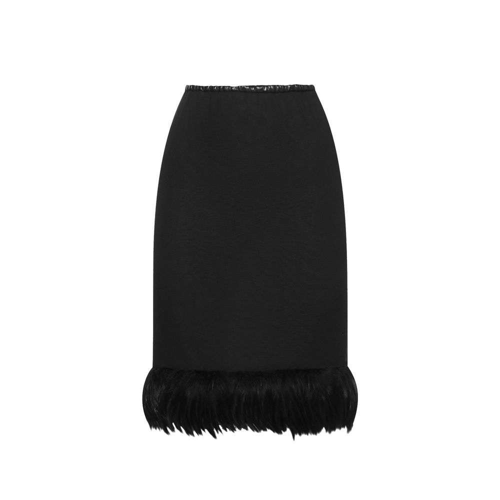 Saint Laurent Black Silk Midi Skirt