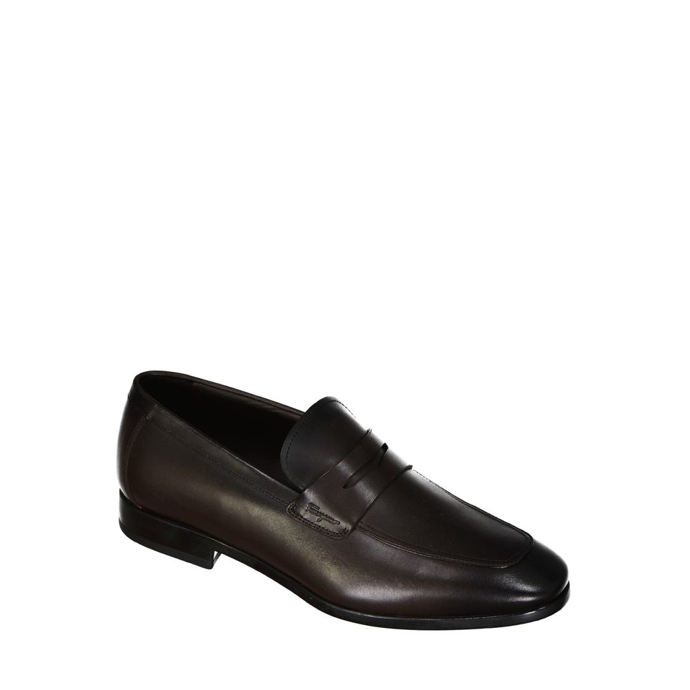 Salvatore Ferragamo Brown Leather Slip-On Loafers