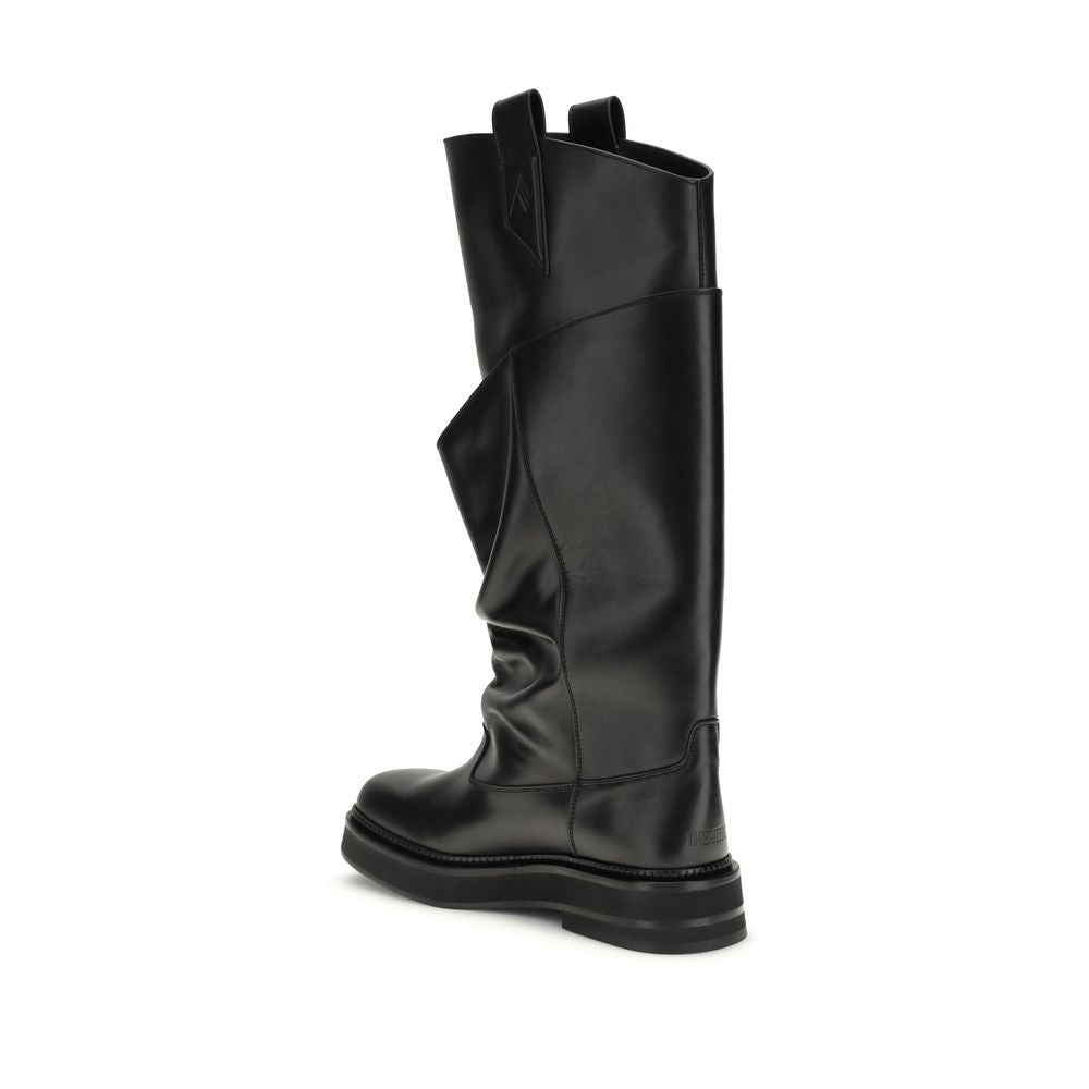 The Attico Black Calf Leather Bos Taurus Boots