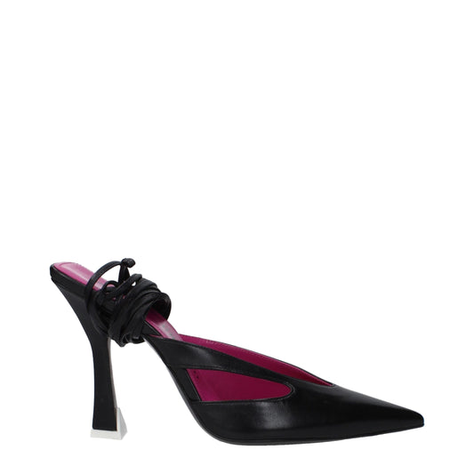 The Attico Black Leather Sandal