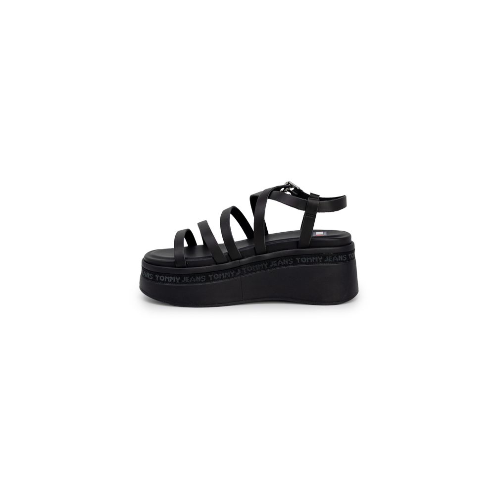 Tommy Hilfiger Jeans Black Leather Sandal