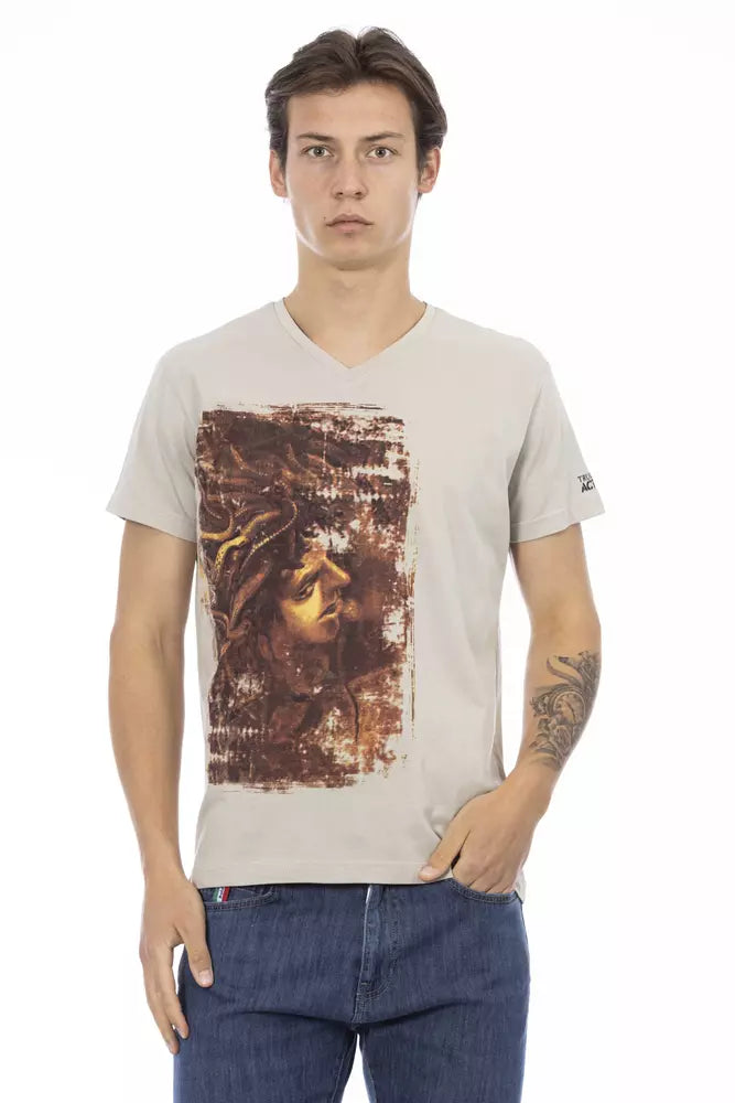 Trussardi Action Beige Cotton Men T-Shirt