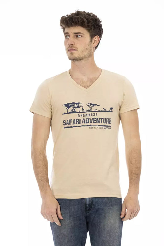 Trussardi Action Beige Cotton Men T-Shirt