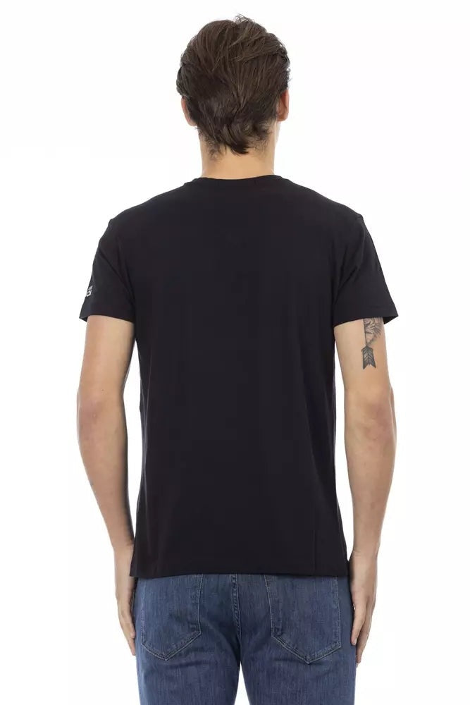 Trussardi Action Elegant V-Neck Tee with Chic Front Print