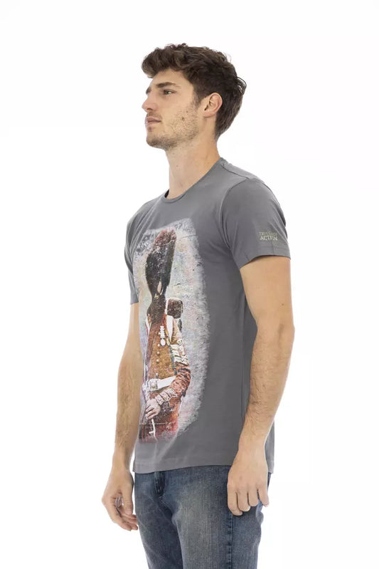 Trussardi Action Gray Cotton Men T-Shirt