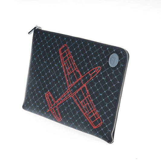 Trussardi Black Leather Clutch Bag