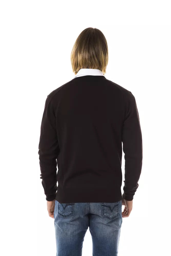 Uominitaliani Brown Merino Wool Men Sweater