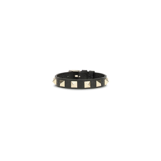 Valentino Garavani Black Calf Leather Bos Taurus Bracelet