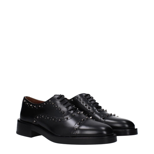 Valentino Garavani Black Leather Oxfords And Derby