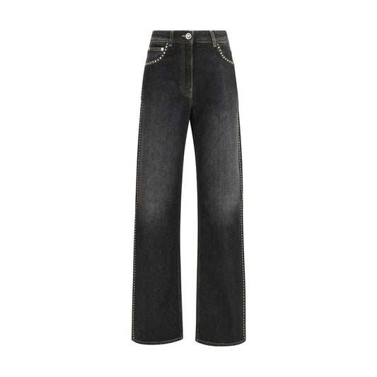 Versace Black Cotton Straight-Leg Jeans