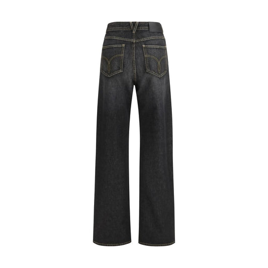Versace Black Cotton Straight-Leg Jeans