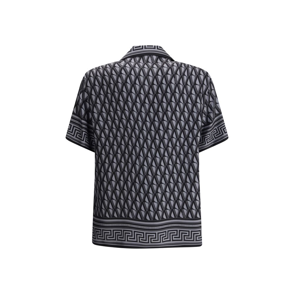 Versace Gray Silk Pattern Shirt