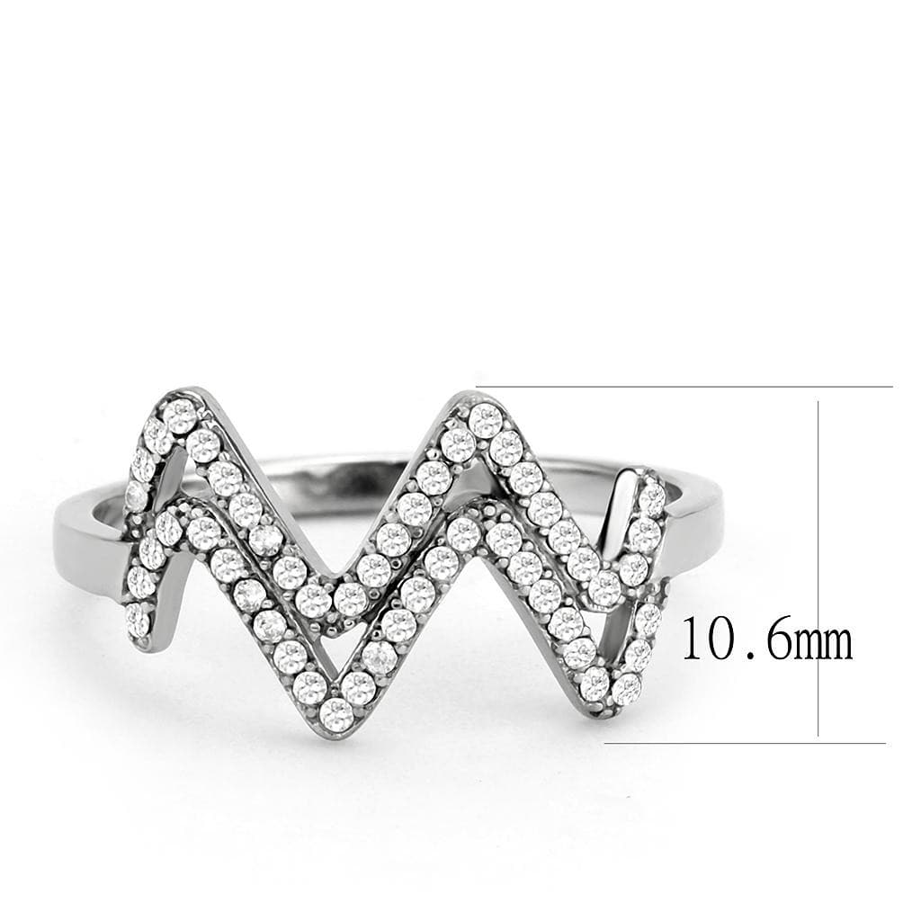 DA339 - No Plating Stainless Steel Ring with AAA Grade CZ  in Clear.