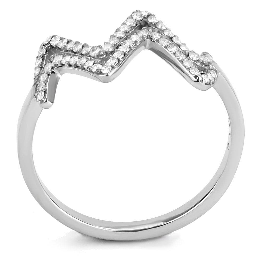 DA339 - No Plating Stainless Steel Ring with AAA Grade CZ  in Clear.