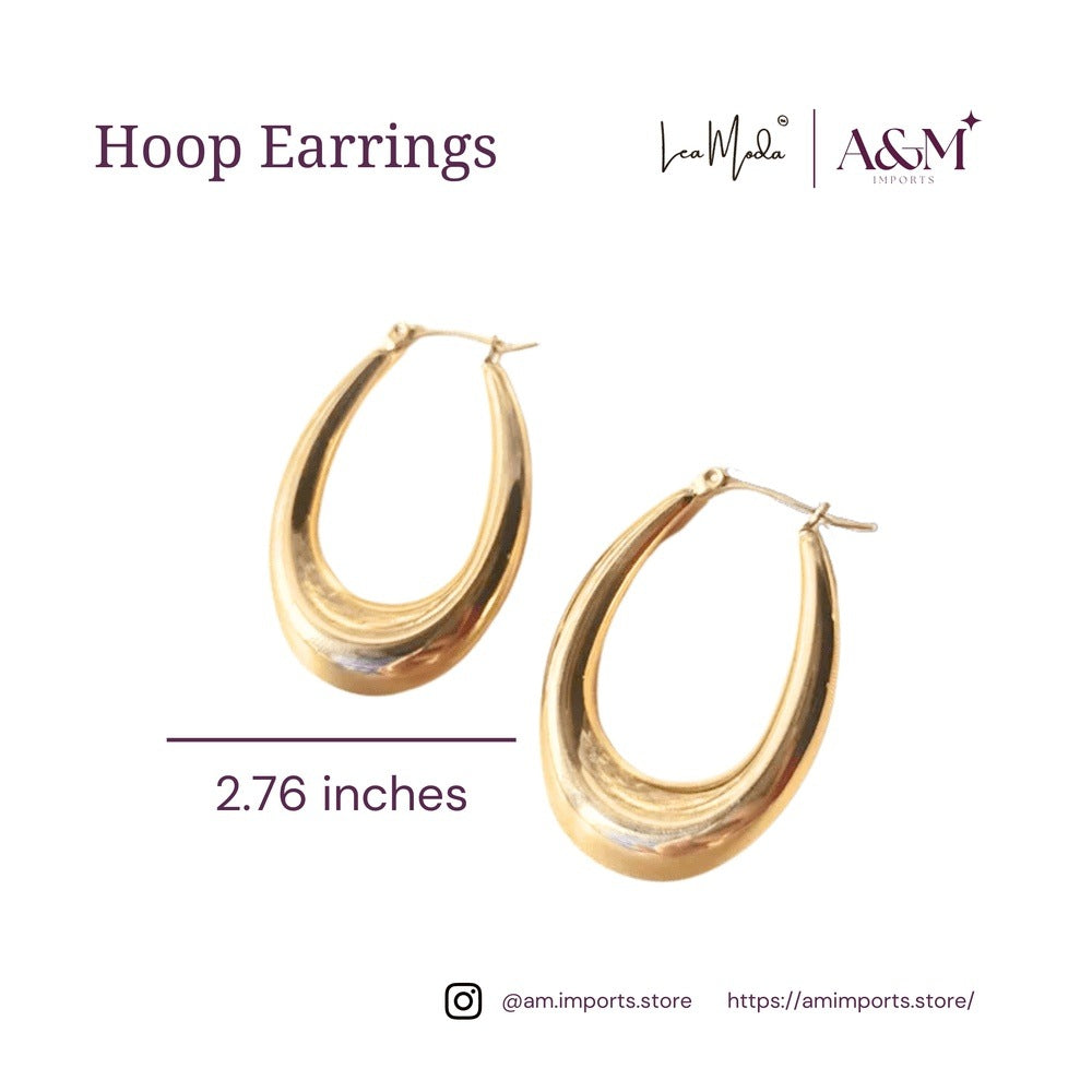 Lea Moda Hollow Out Hoop Earrings - 18K Gold Plated Stainless Steel