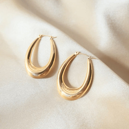Lea Moda Hollow Out Hoop Earrings - 18K Gold Plated Stainless Steel