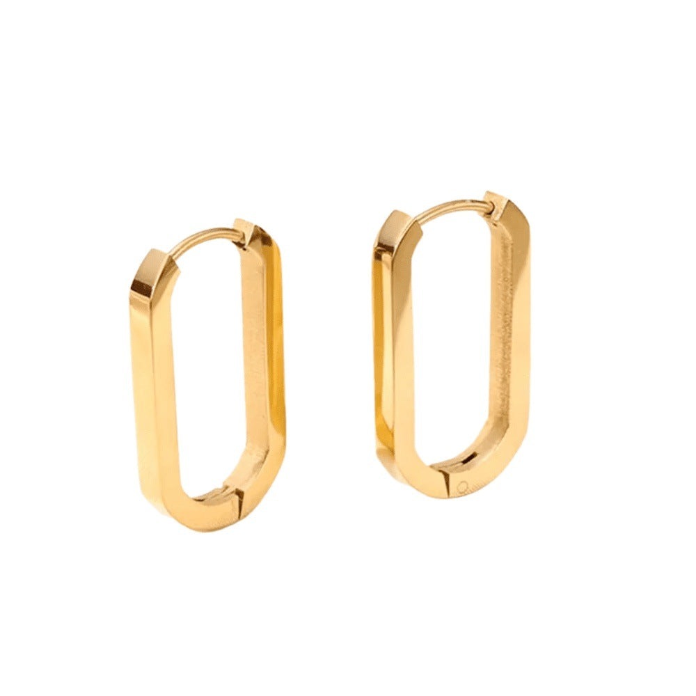 Lea Moda 18K Gold Plated Geometric Hoop Huggies - U Shape Earrings