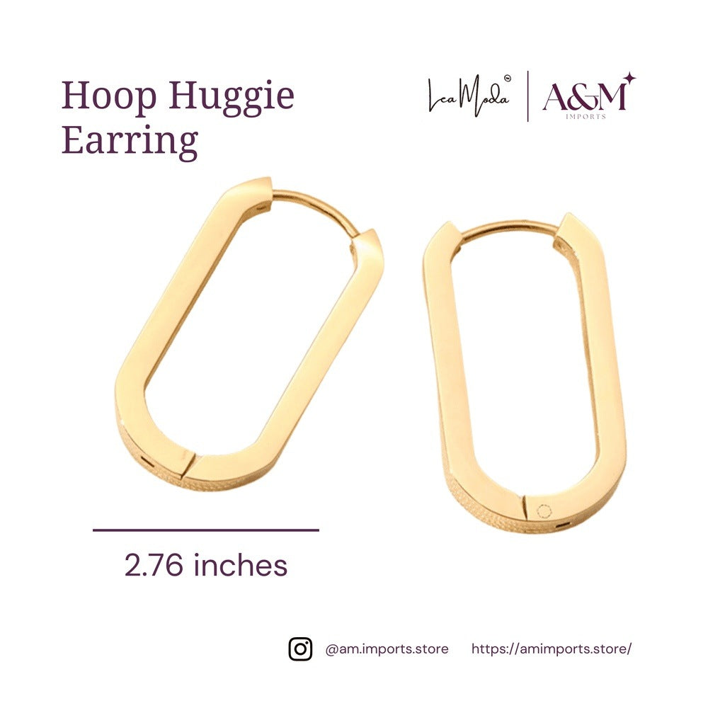 Lea Moda 18K Gold Plated Geometric Hoop Huggies - U Shape Earrings