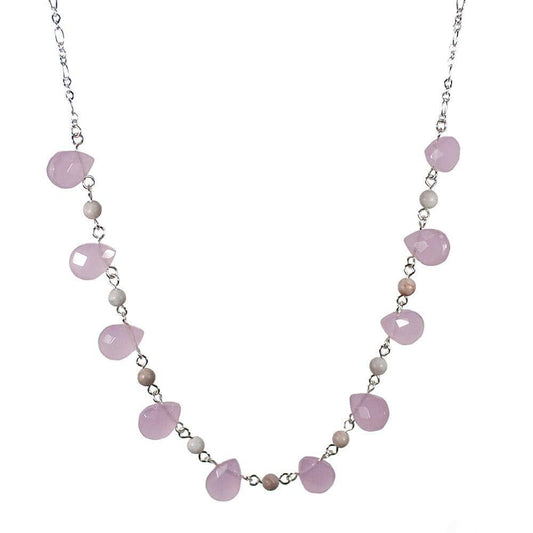 Raining Pink Chalcedony & Jasper Necklace Jewelry & Watches Grey Clymene 